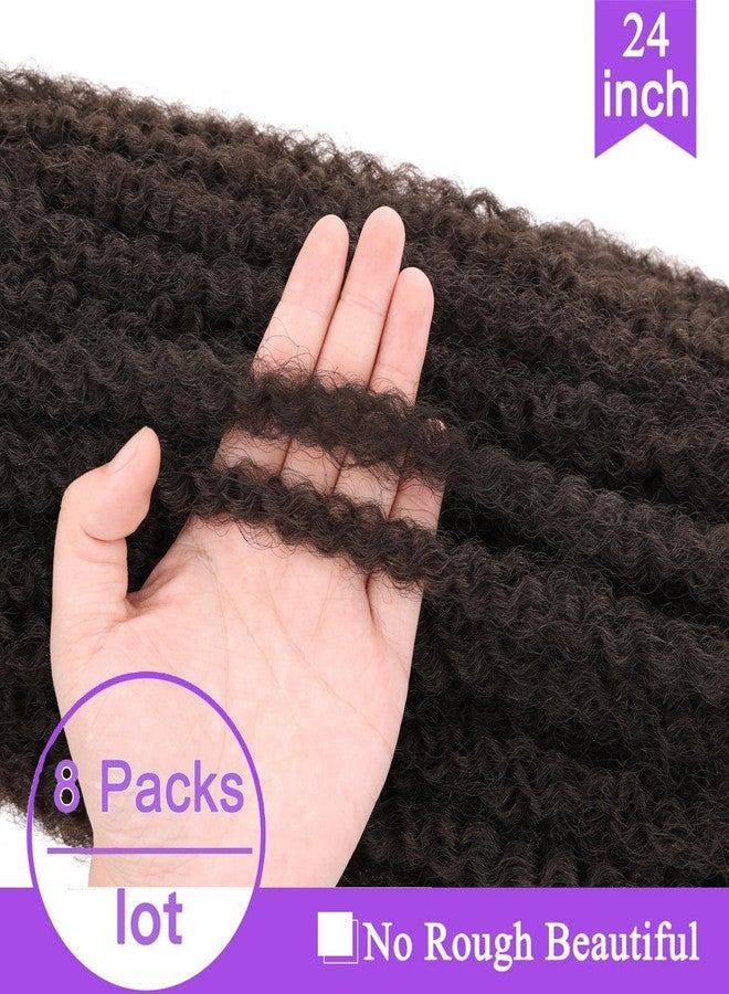 ZRQ 8 Packs Marley Hair Crochet Braids,24 Inch Afro Kinky Marley Braiding Hair, Synthetic Curly Twist Marley Hair, Long Springy Afro Twist Hair Extensions (4#,8 Packs) - Image 4